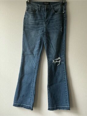 Judy Blue High Rise Distressed Flare Jeans Raw Hem Size 9/29